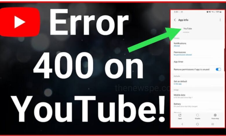 Server Error 400 Problem On YouTube